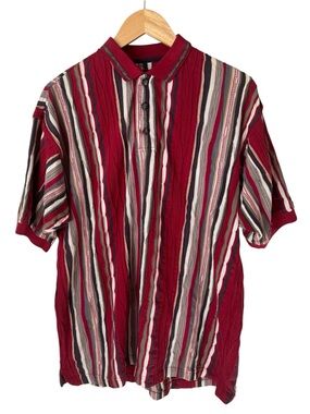 COTTON TRADERS SPORT Polo Shirt Colorful Striped Coogi Style 90’s Mens Medium